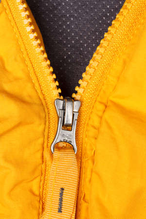 Yellow bag Use a yellow plastic zipper and it's open.の写真素材
