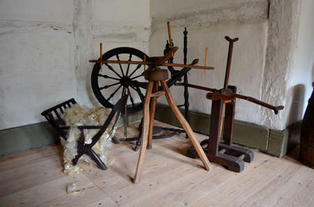 ancient spinning wheelの写真素材