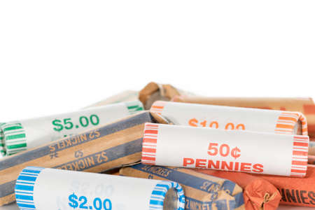 Pile Of Rolls Of Coins の写真素材