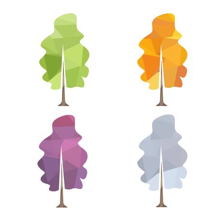 4 seasons Tree geometry shapes design vectorのイラスト素材