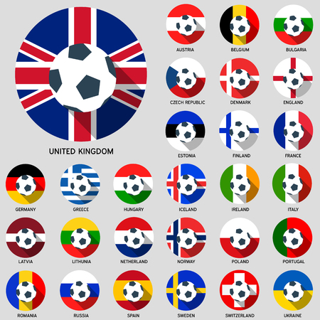 Europe Football Flag Flat icon with Long Shadowのイラスト素材