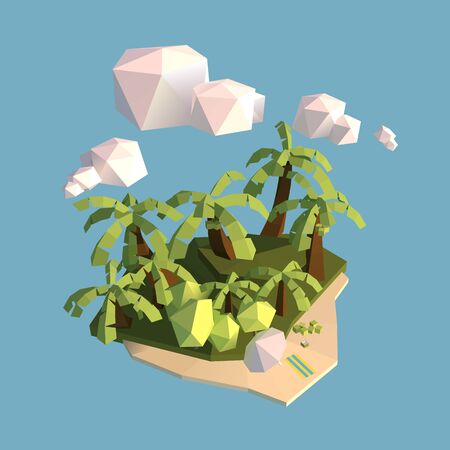 Island  Low Poly Geometry Vectorのイラスト素材
