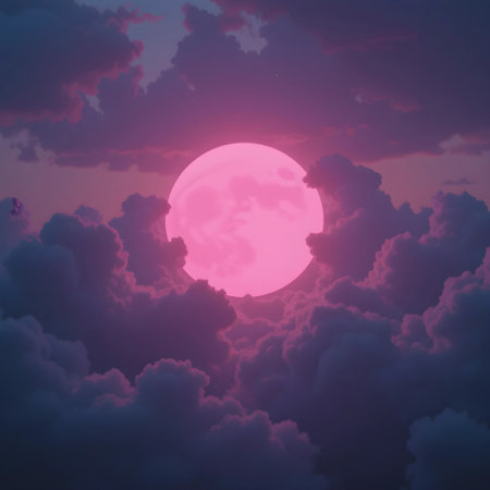 Sunset with clouds in the sky. 3d render illustration.の素材