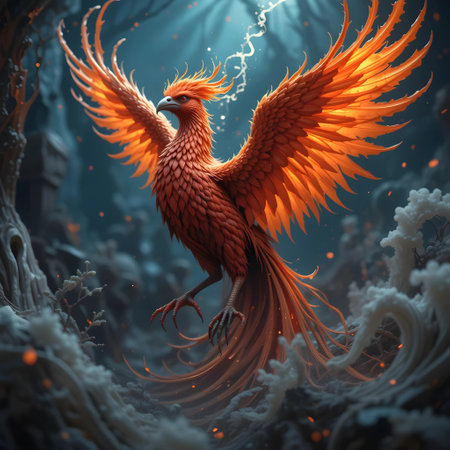 3d rendering of a red dragon in the sea. Fantasy illustration.の素材