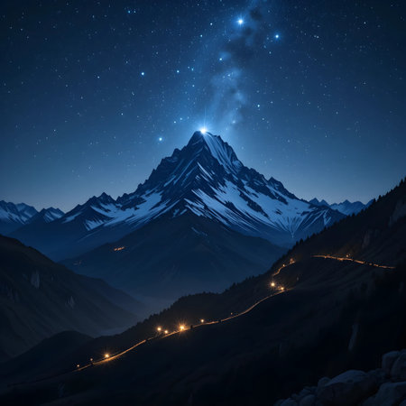 Night view of the Matterhorn at the foot of Mount Zermatt, Switzerlandの素材