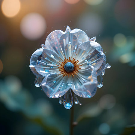 Beautiful flower with dew drops on it. Close-up.の素材