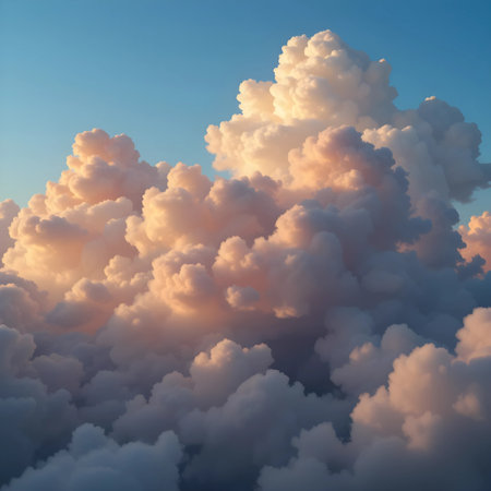 Aerial view of beautiful cloudscape at sunset. 3d renderの素材