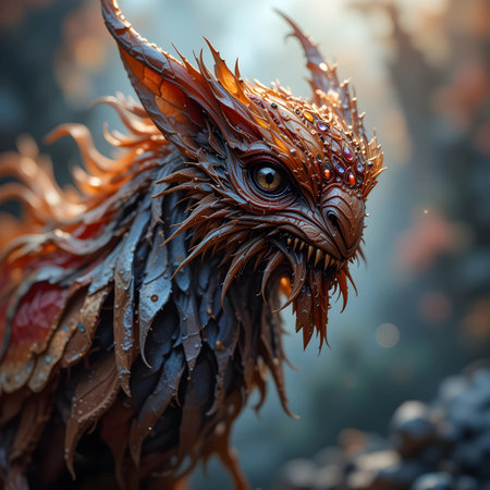 3D rendering of a fantasy dragon with fire and smoke on itの素材