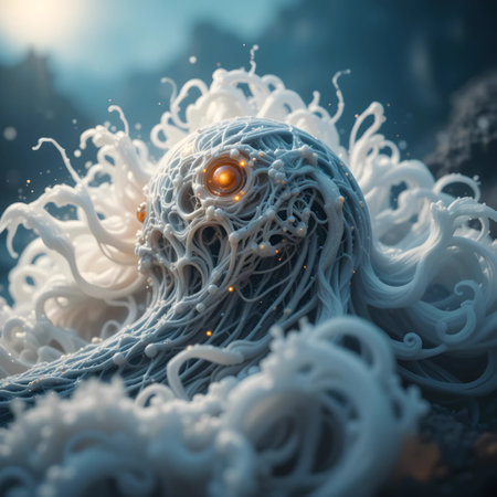 3d illustration of abstract computer generated fractal design.Fractal is never-ending pattern.Fractals are infinitely complex patterns that are self-similar across different scalesの素材