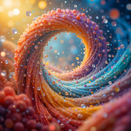 3D rendering of abstract background with circles and lines, digital illustrationの素材