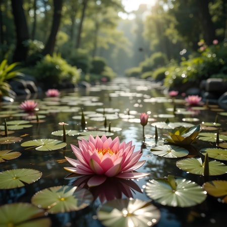 The beauty of the lotus flower in the pond and sunlight.の素材