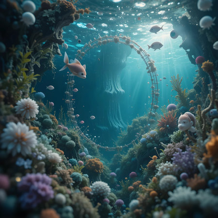Underwater world. Underwater world. Underwater world. 3d renderingの素材