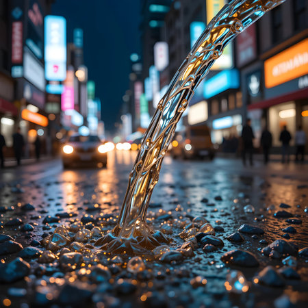 Water fountain at Times Square in Manhattan, New York Cityの素材