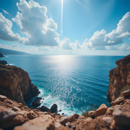 Beautiful seascape with blue sea and sky. Nature composition.の素材