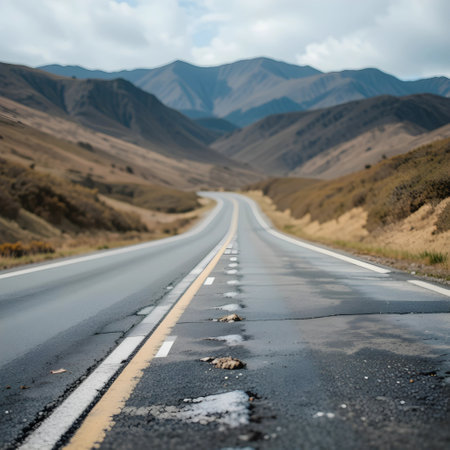 Highway in the mountains. Landscape with asphalt road in the mountains.の素材
