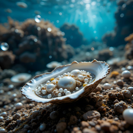 Fresh oysters on the seabed in the Red Sea.の素材