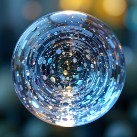 Abstract 3d rendering of a crystal ball. Bokeh background.の素材
