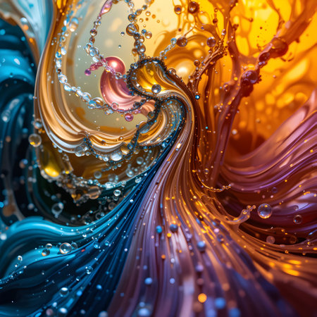 3d rendering, abstract background, multicolored waves, computer generated imagesの素材