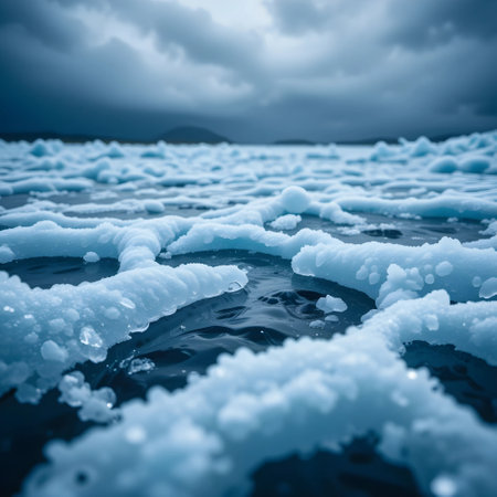 Ice hummocks on the surface of Lake Baikal.の素材