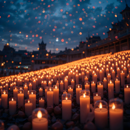 Candles in front of the Cathedral of the Assumption of the Blessed Virgin Mary in Prague, Czech Republicの素材