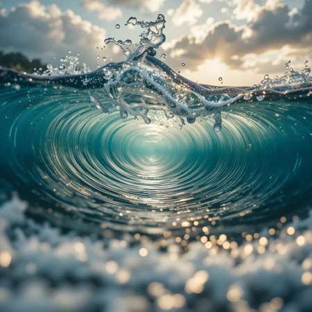 Splash of water on the surface of the sea. 3d renderingの素材