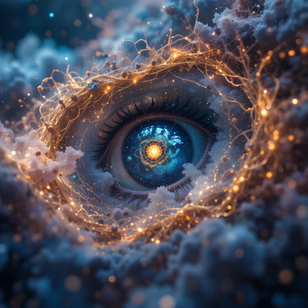 Eye of God. Abstract fractal background. 3D rendering.の素材