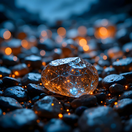 Magic crystal ball on dark background. Selective focus. Holiday concept.の素材