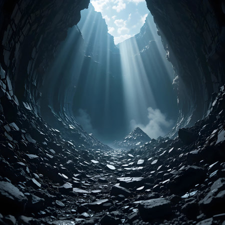 Fantasy scene with a golden watch in the mountains. 3d renderの素材