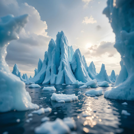 Icebergs in the glacial lagoon in Antarctica. Global warmingの素材