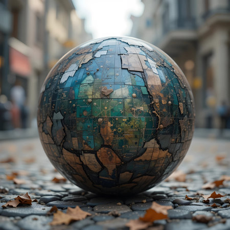Globe on the street of the old city. Elements of this image furnished by NASAの素材