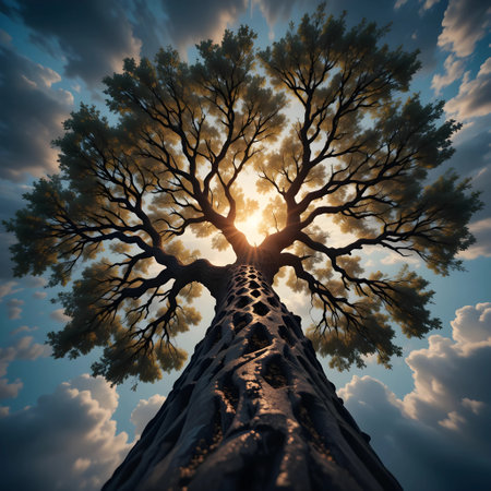 Tree in the sky. 3d render. Conceptual image.の素材