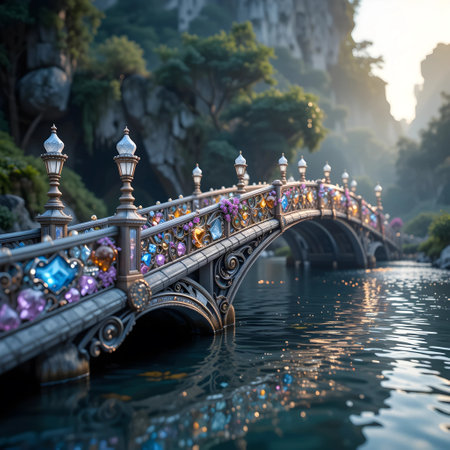 bridge over the river in the city of Guilin, Chinaの素材