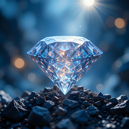 Diamond on the ground. 3d rendering, 3d illustration.の素材
