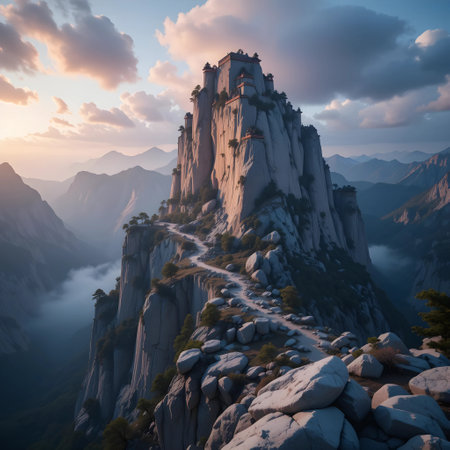 Mount Huangshan at sunset, Huangshan City, Anhui Province, Chinaの素材