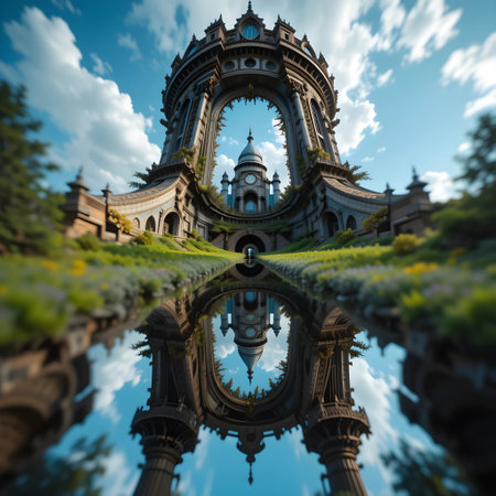 Reflection of Parc de la Ciutadella, Barcelona, Spainの素材