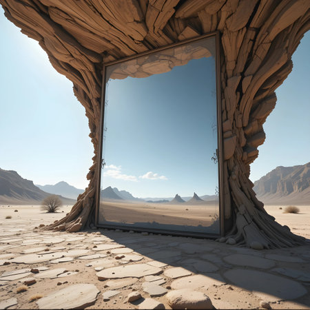 Window in the desert. 3D render. Computer generated image.の素材