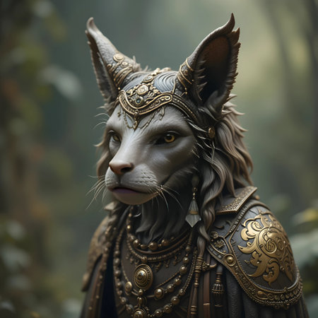 Portrait of a fantasy warrior in the forest. 3d rendering.の素材