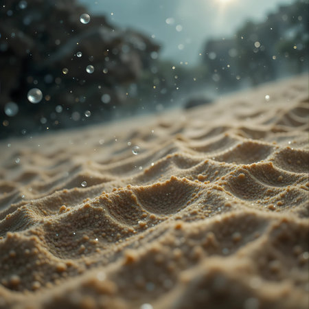 Fantastic sand dunes with water drops. 3d renderingの素材