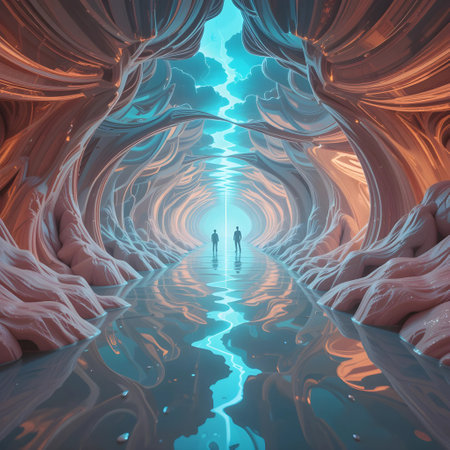 3D illustration of a couple in a tunnel. Conceptual imageの素材