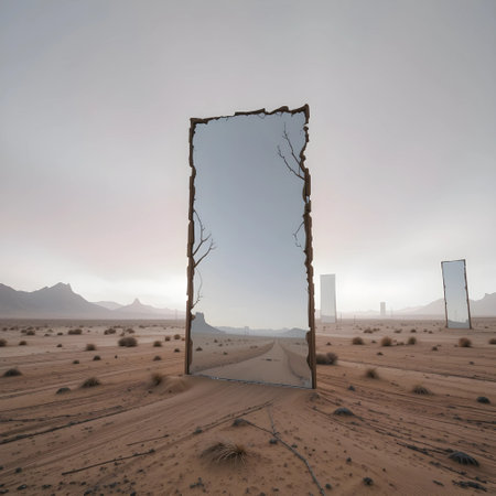 Door in the desert of Wadi Rum, Jordan. 3D renderingの素材