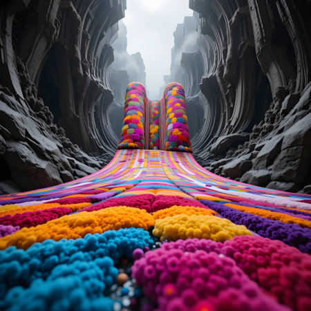 Fractal 3D Illustration of a Colorful Tunnel Tunnelの素材