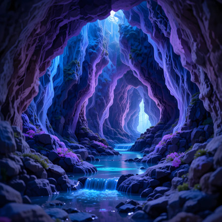 Fantasy alien cave. 3D rendering. Computer digital drawing.の素材