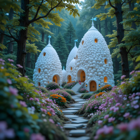 3D rendering of a fairy-tale castle in the forest.の素材