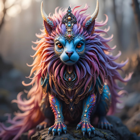 Fairy tale dragon in the forest. Fantasy fairy tale creature.の素材