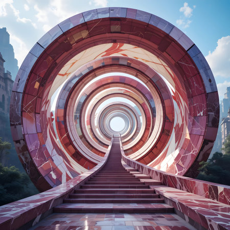 Staircase in the middle of the city. 3D renderingの素材