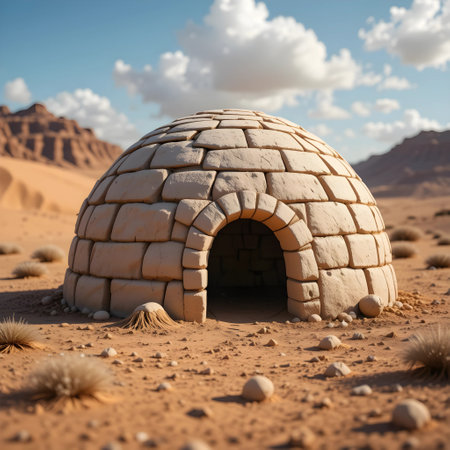 Stone igloo in the middle of the Sahara Desert, Morocco.の素材