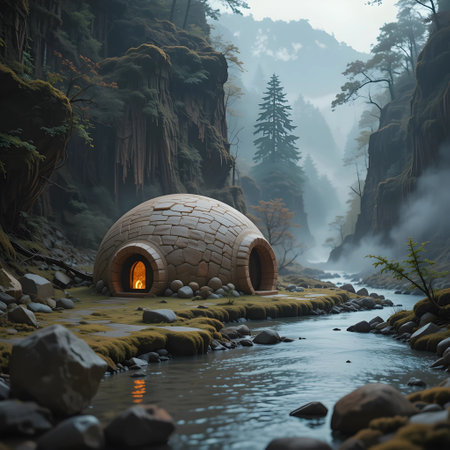3d rendering of an igloo in the middle of the forestの素材