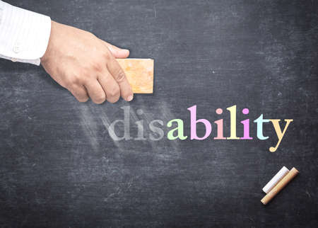 International Day of Persons with Disabilities (IDPD) concept: People hand holding eraser for change...