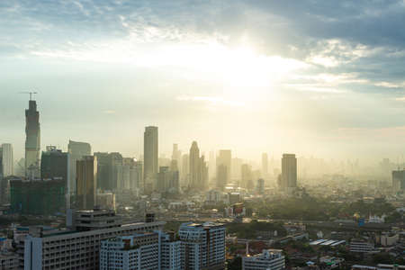 City and sky sunrise background. Bangkok, Thailand, Asiaの写真素材