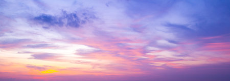 World environment day concept: Sky and clouds autumn sunset backgroundの写真素材